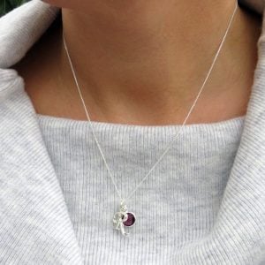 Personalised Initial Birthstone Sterling Silver Necklace