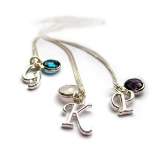 Personalised Initial Birthstone Sterling Silver Necklace