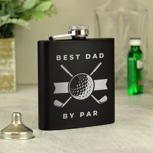Personalised Golf Black Stainless Steel Hip Flask