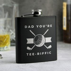Personalised Golf Black Stainless Steel Hip Flask