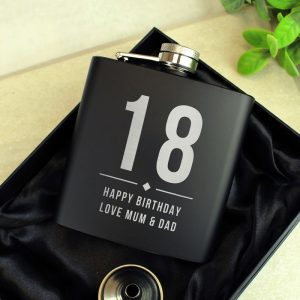Personalised Big Numbers Black Hip Flask Birthday Gift