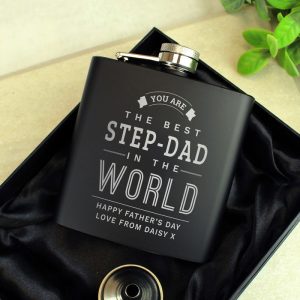 Personalised Best in The World Steel Black Hip Flask