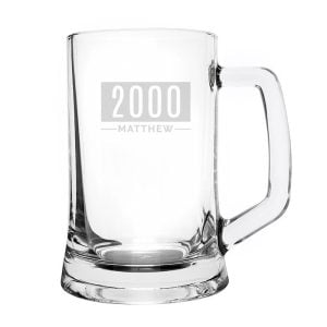 Personalised Name & Date Pint Stern Glass Tankard