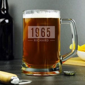 Personalised Name & Date Pint Stern Glass Tankard