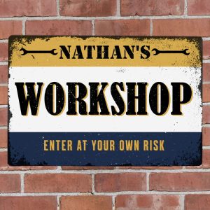 Personalised Men's Aluminium Metal Sign Man Cave Garage Shed