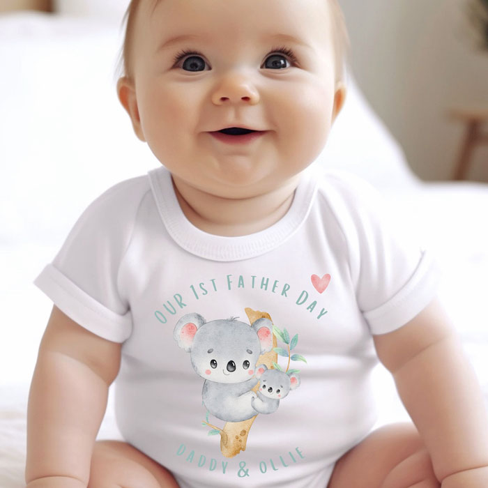Personalised Cute Koala Baby Vest Newborn, 0-3, 6-12 Months