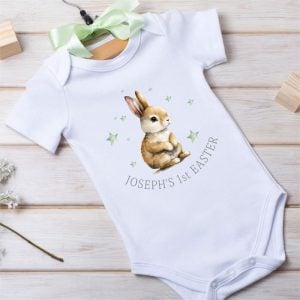Personalised Bunny Baby Vest Easter Gifts 0-3 & 6-12 Months