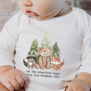 Personalised Woodland Long Sleeve Baby Grow - Various Sizes
