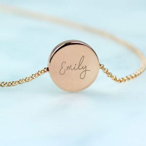 Personalised Rose Gold Necklace & Box Flower Girl Bridesmaid