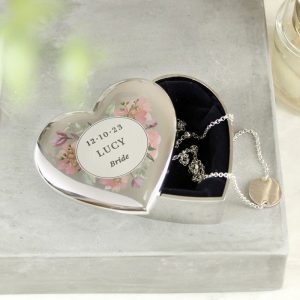 Personalised Floral Heart Trinket Box Bridesmaid Flower Girl