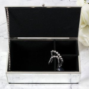 Large Personalised Floral Watercolour Mirrored Jewellery Box