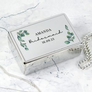Personalised Botanical Rectangular Jewellery Box