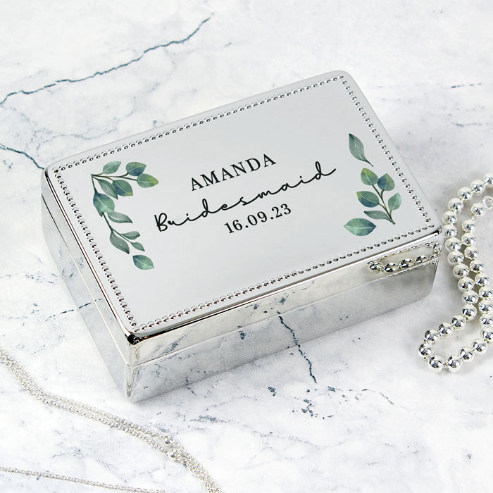 Personalised Botanical Rectangular Jewellery Box