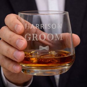 Personalised Groom Glass Tumbler Wedding or Stag Party Gift