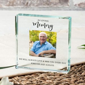 Personalised Glass Photo Token Glass Token In Loving Memory