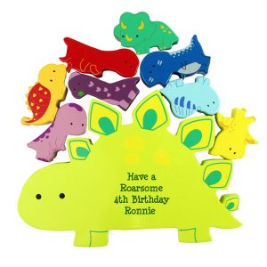Personalised Free Text Wooden Dinosaur Stacking Toddler Toy