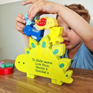 Personalised Free Text Wooden Dinosaur Stacking Toddler Toy