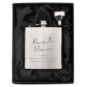 Personalised Message Wedding Party Hip Flask Best Man etc.