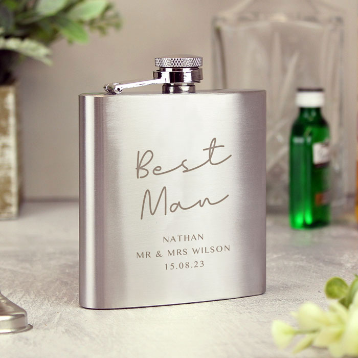 Personalised Message Wedding Party Hip Flask Best Man etc.