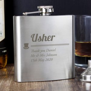 Personalised Usher Stainless Steel 6oz Hip Flask