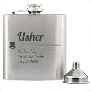 Personalised Usher Stainless Steel 6oz Hip Flask