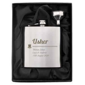 Personalised Usher Stainless Steel 6oz Hip Flask