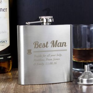 Personalised Best Man Stainless Steel 6oz Hip Flask