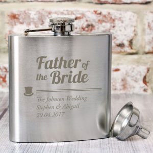 Personalised Father of the Bride Stainless Steel Hip Flask