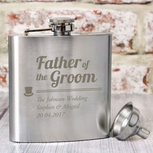 Personalised Father of the Groom Stainless Steel Hip Flask
