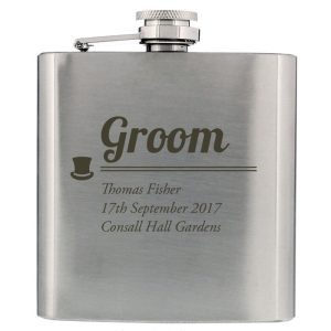 Personalised Stainless Steel Groom 6oz Hip Flask