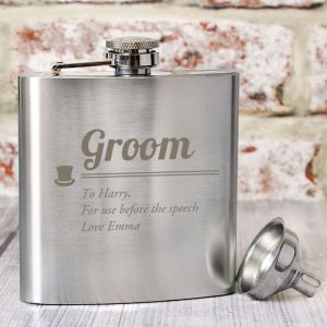 Personalised Stainless Steel Groom 6oz Hip Flask
