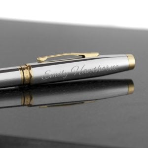 Engraved Cross Coventry Ballpoint Pen Chrome & Gold