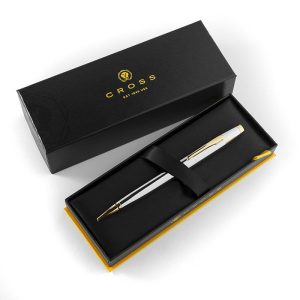 Engraved Cross Coventry Ballpoint Pen Chrome & Gold