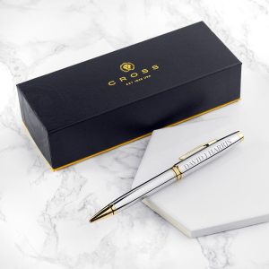 Engraved Cross Coventry Ballpoint Pen Chrome & Gold