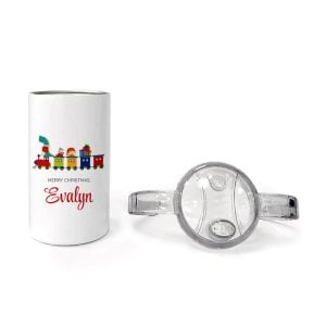 Personalised Christmas Train Kid's Stainless Steel Sippy Cup