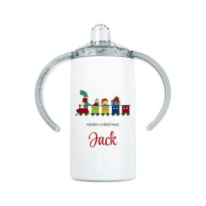 Personalised Christmas Train Kid's Stainless Steel Sippy Cup