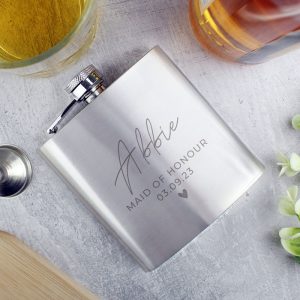 Personalised Any Text Wedding Party 6oz Hip Flask Stainless