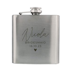 Personalised Any Text Wedding Party 6oz Hip Flask Stainless