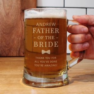 Personalised Father of the Bride Pint Glass Beer Tankard