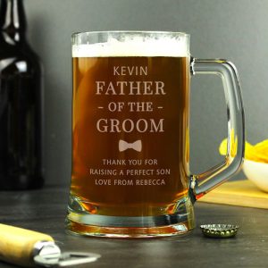 Personalised Father of the Groom Pint Glass Beer Tankard