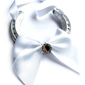 Personalised Wedding Horseshoe With White Satin Ribbon