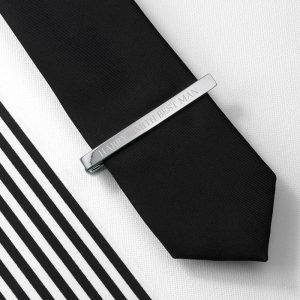 Personalised Rhodium Plated Tie Clip Male Wedding Gift