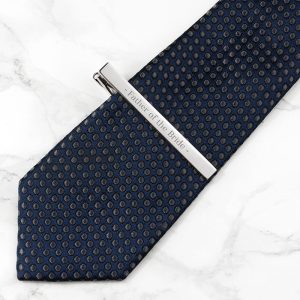 Personalised Rhodium Plated Tie Clip Male Wedding Gift