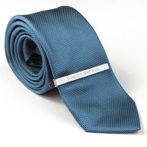 Personalised Rhodium Plated Tie Clip Male Wedding Gift