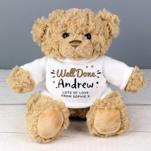 Personalised Well Done Teddy Bear in a Tee Shirt