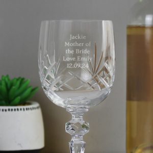 Personalised Cut Crystal Wine Glass Graduation, Anniversary