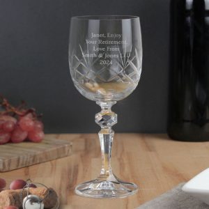 Personalised Cut Crystal Wine Glass Graduation, Anniversary