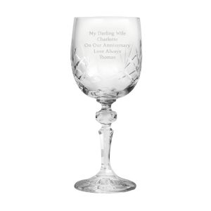 Personalised Cut Crystal Wine Glass Graduation, Anniversary