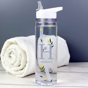 Personalised Floral Initial BPA Free Water Drinks Bottle