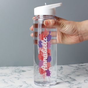Personalised Splash Name Only Water Bottle Various Colours